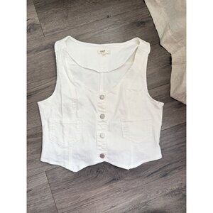 Oat New York White Button Down Vest Large Y2K